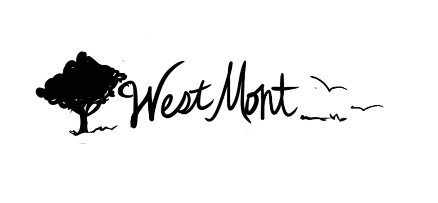 Black and white digital illustration of the Westmont logo which features a silhouette of a tree, the word Westmont in stylized script, and a few birds in the distance